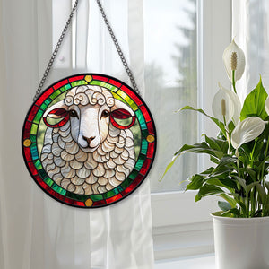 Sheep Stained Glass Suncatcher, Sheep Suncatcher for Windows Stained Glass A01