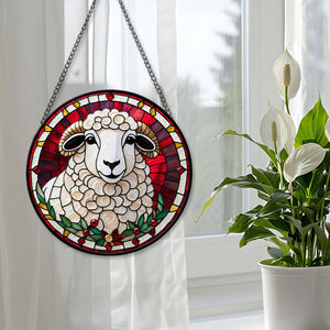 Sheep Stained Glass Suncatcher, Sheep Suncatcher for Windows Stained Glass A02