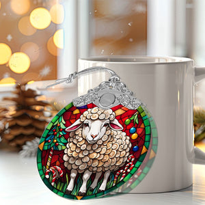 Sheep Stained Glass Christmas Glass Ornament, Elegant Holiday Décor for Your Tree, Glass Ornament christmas 2024