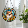 Shetland Sheepdog Stained Glass Suncatcher, Shetland Sheepdog Sunflower Suncatcher for Windows Stained Glass