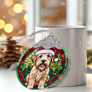 Christmas Dog Stained Glass Ornament | Unique Holiday Gift for Dog Lovers | Soft Coated Wheaten Terrier