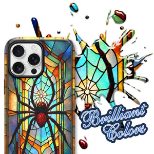 Spider Stained Glass for iPhone 16 Pro Max Case, Spider iPhone 16 Pro Max Case, Spider Phone case, Stained Glass Phone Case