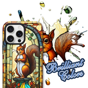 Squirrel Stained Glass for iPhone 16 Pro Max Case, Squirrel iPhone 16 Pro Max Case, Squirrel Phone case, Stained Glass Phone Case