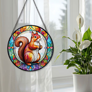 Squirrel Stained Glass Suncatcher, Squirrel Suncatchers for Windows Stained Glass