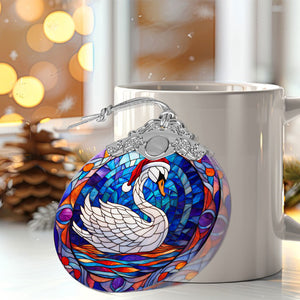 Swan Stained Glass Christmas Glass Ornament, Elegant Holiday Décor for Your Tree, Glass Ornament christmas 2024