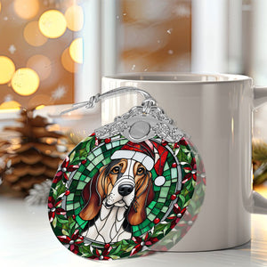 Christmas Dog Stained Glass Ornament | Unique Holiday Gift for Dog Lovers | Treeing Walker Coonhound