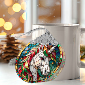 Unicorn Stained Glass Christmas Glass Ornament, Elegant Holiday Décor for Your Tree, Glass Ornament christmas 2024