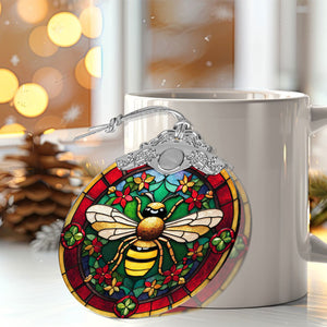 Bee Stained Glass Christmas Glass Ornament, Elegant Holiday Décor for Your Tree, Glass Ornament christmas 2024