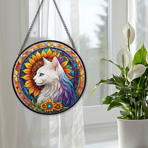 Cat Stained Glass Suncatcher, Cat Suncatchers for Windows Stained Glass A02