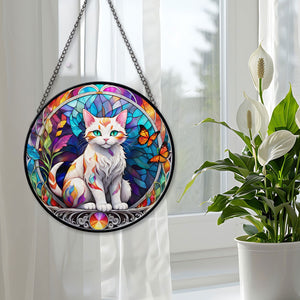 Cat Stained Glass Suncatcher, Cat Suncatchers for Windows Stained Glass