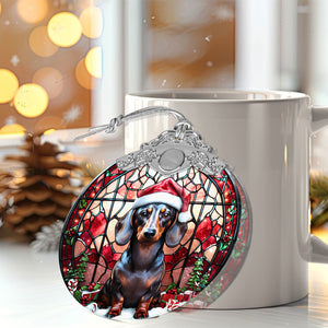 Christmas Dog Stained Glass Ornament | Unique Holiday Gift for Dog Lovers | Dachshund