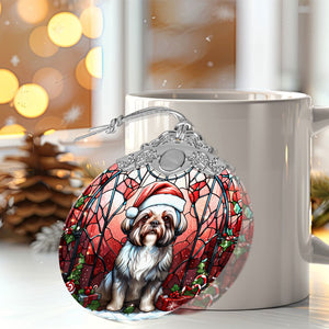 Christmas Dog Stained Glass Ornament | Unique Holiday Gift for Dog Lovers | shih tzu A02