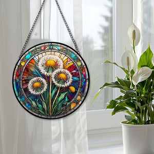 dandelion Stained Glass Suncatcher, dandelion Suncatcher for Windows Stained Glass