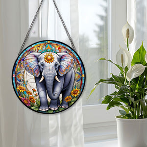 Elephant Stained Glass Suncatcher, Elephant Suncatchers for Windows Stained Glass