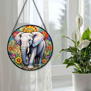 elephant Stained Glass Suncatcher, elephant Suncatcher for Windows Stained Glass