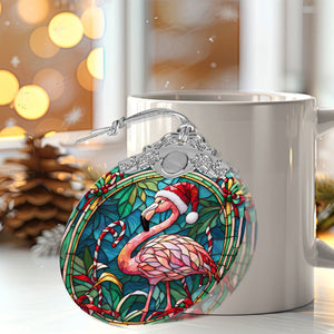 Flamingo Stained Glass Christmas Glass Ornament, Elegant Holiday Décor for Your Tree, Glass Ornament christmas 2024