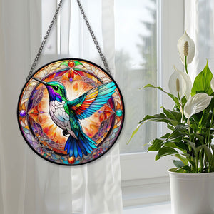 Hummingbird Stained Glass Suncatcher, Hummingbird Suncatchers for Windows Stained Glass