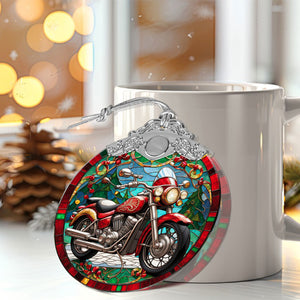 motorbike Stained Glass Christmas Glass Ornament, Elegant Holiday Décor for Your Tree, Glass Ornament christmas A02