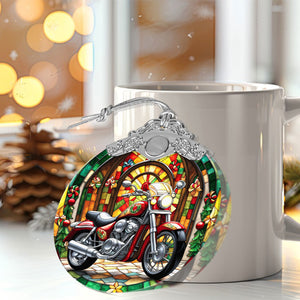 Motorbike Stained Glass Christmas Glass Ornament, Elegant Holiday Décor for Your Tree, Glass Ornament christmas 2024