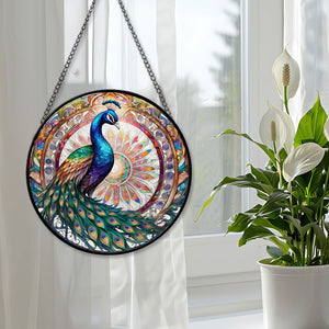 Peacock Stained Glass Suncatcher, Peacock Suncatchers for Windows Stained Glass