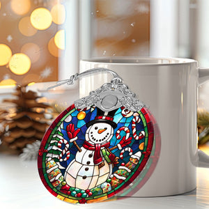 snowman Stained Glass Christmas Glass Ornament, Elegant Holiday Décor for Your Tree, Glass Ornament christmas 2024