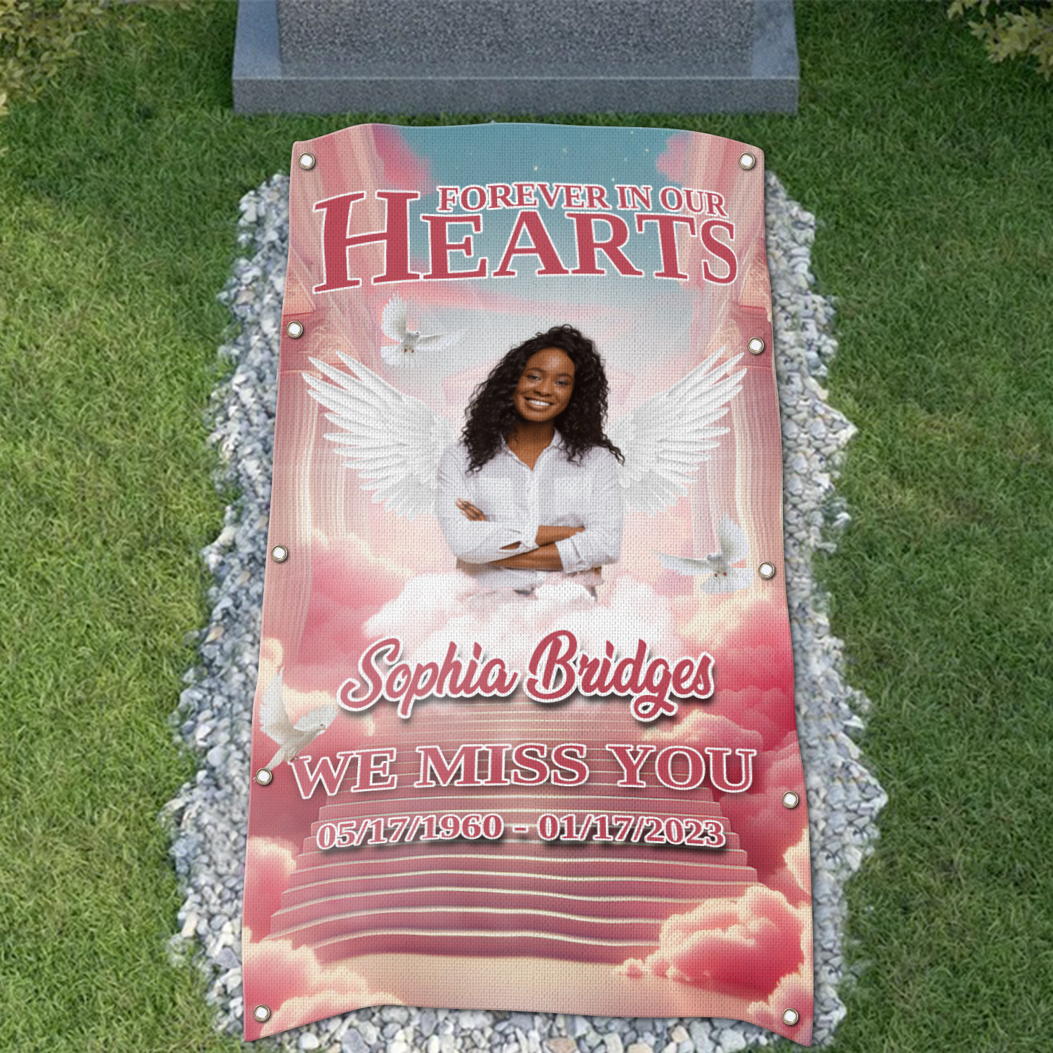 Personalized Memorial Grave Blanket, Custom Memorial Grave Blanket : Forever in our hearts, we miss you