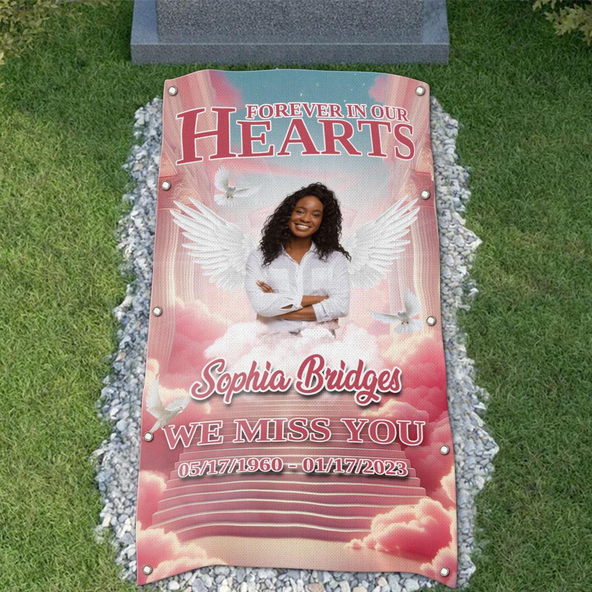 Personalized Memorial Grave Blanket, Custom Memorial Grave Blanket : Forever in our hearts, we miss you