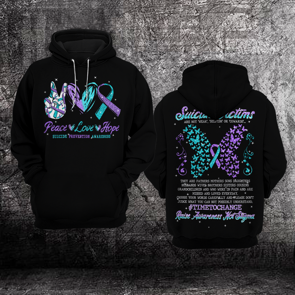 Suicide Awareness Hoodie For Women For Men : Peace Love Hope