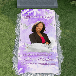 Custom Memorial Grave Blanket on Christmas : christmas in heaven, in loving memory Grave Blanket