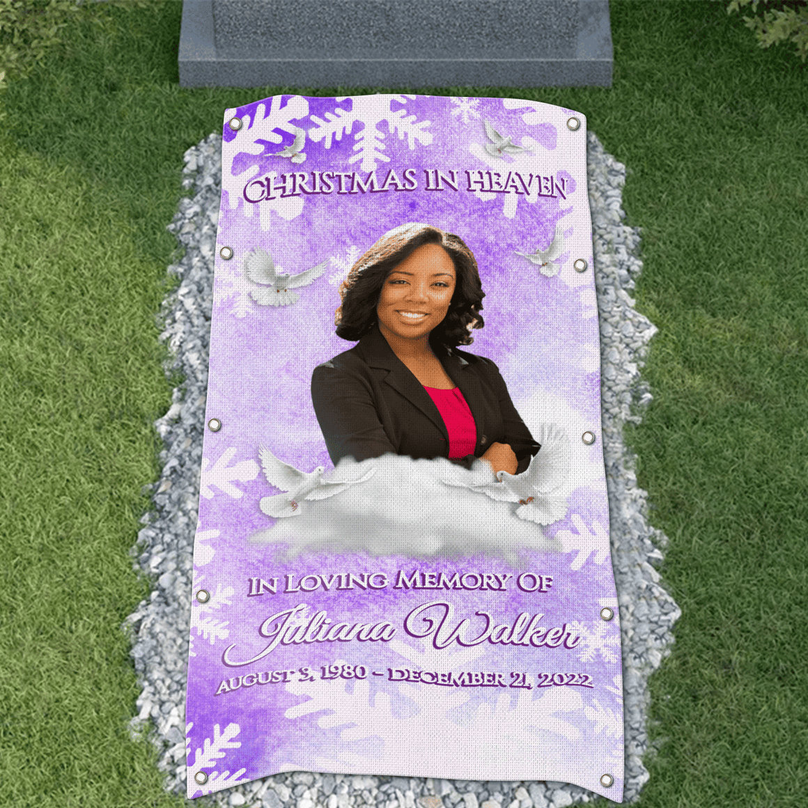 Custom Memorial Grave Blanket on Christmas : christmas in heaven, in loving memory Grave Blanket