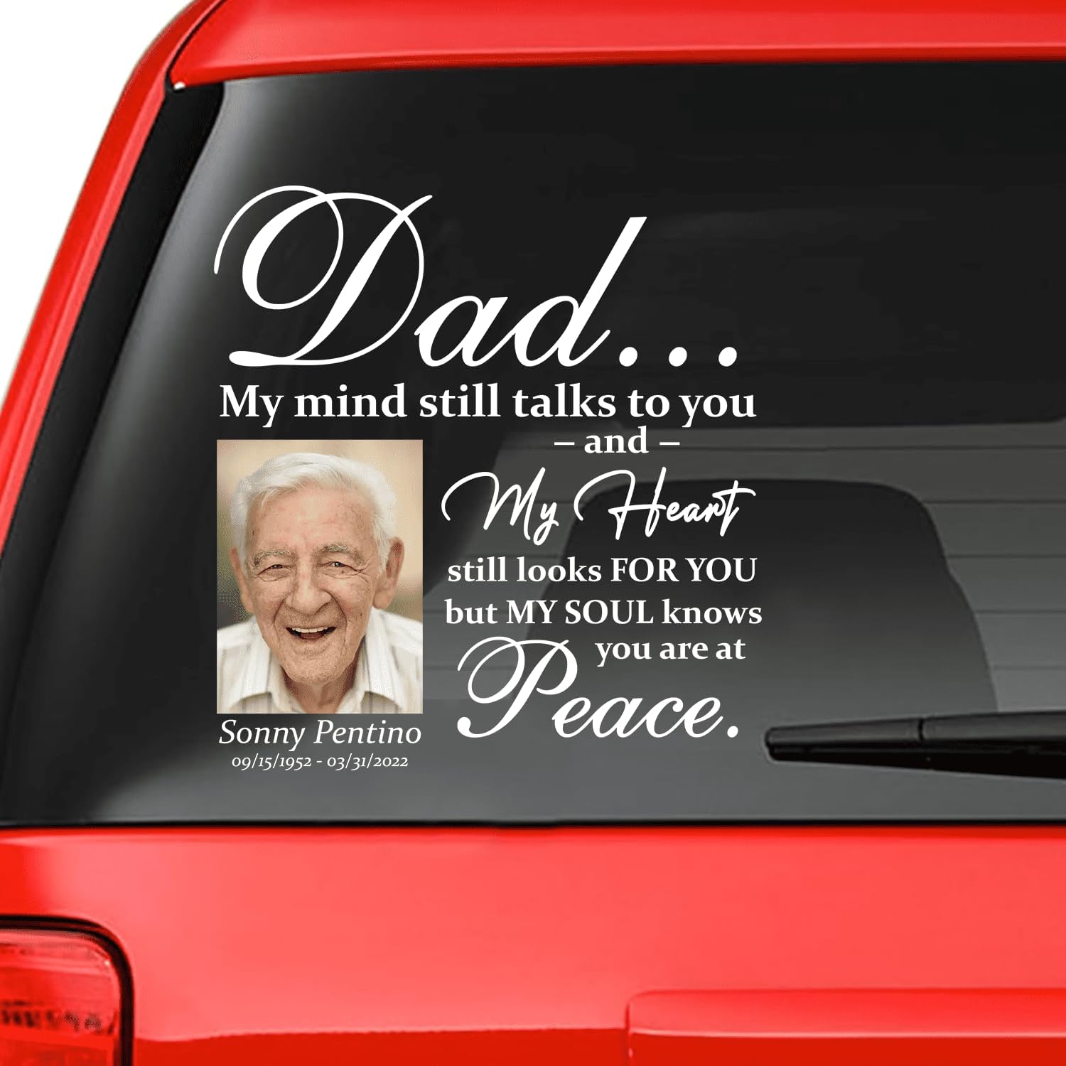 Custom in loving memory sticker, Personal Memory Decal Car : Dad, My mind still talks to you