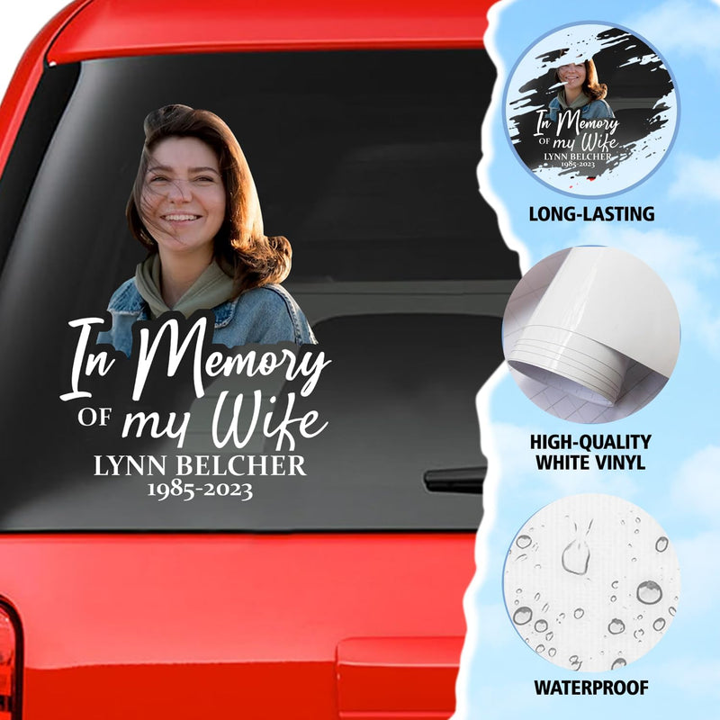 Custom In Memorial Sticker Personal Memory Decal Car :  in memory of my wife
