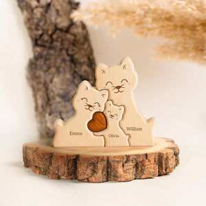 Custom Cats Dad Wooden Puzzle Father’s Day, Personalized Cats Wooden Engraved Wooden Animal Family Puzzle (Copy)