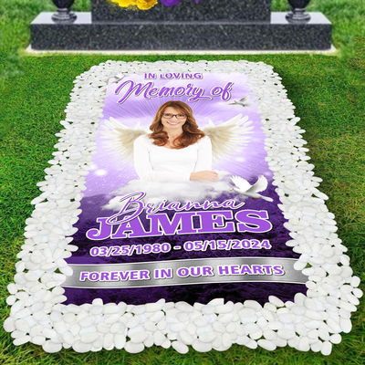 Custom Memorial Grave Blanket : in loving memory of , Forever in our hearts 02