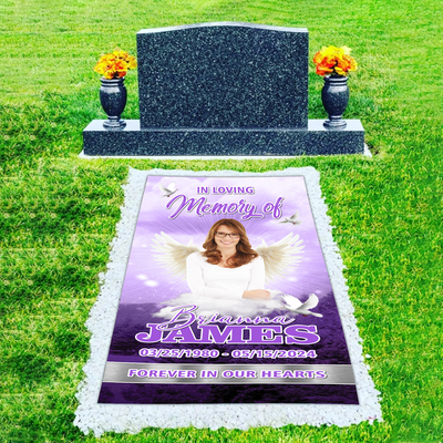 Custom Memorial Grave Blanket : in loving memory of , Forever in our hearts 02