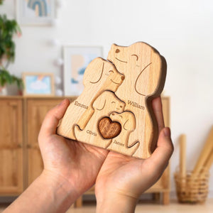 Custom Dog Dad Wooden Puzzle Father’s Day, Personalized Dog Wooden Engraved Wooden Animal Family Puzzle