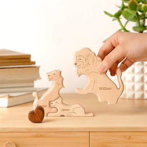 Custom Lion Dad Wooden Puzzle Father’s Day, Personalized Lion Wooden Engraved Wooden Animal Family Puzzle (Copy) (Copy)