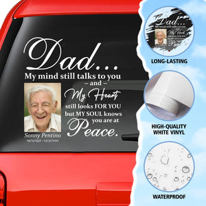 Custom in loving memory sticker, Personal Memory Decal Car : Dad, My mind still talks to you