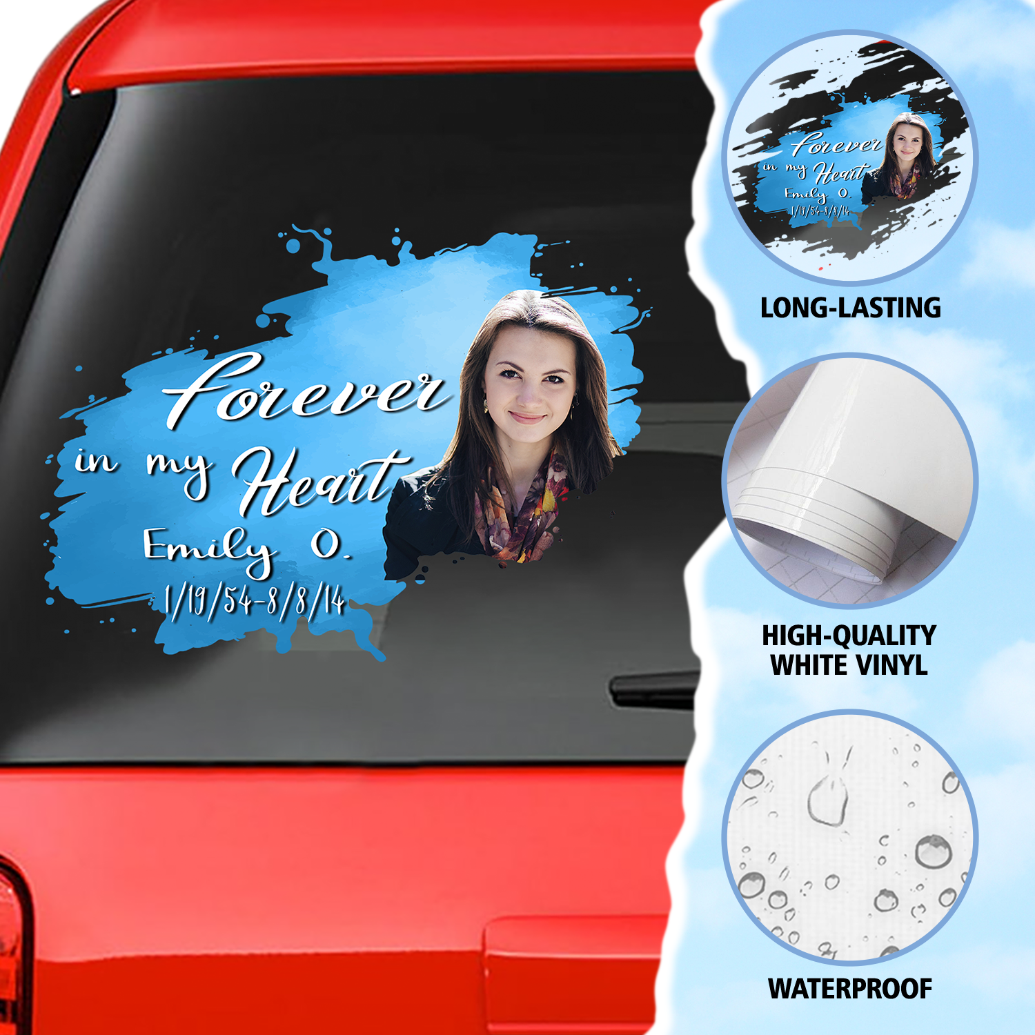 In Memory Car Wall Decal Sticker, Custom Photo Personalized