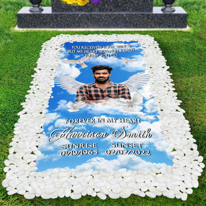 Custom Memorial Grave Blanket : Your wings were ready, in loving memory