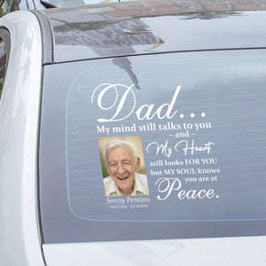 Custom in loving memory sticker, Personal Memory Decal Car : Dad, My mind still talks to you