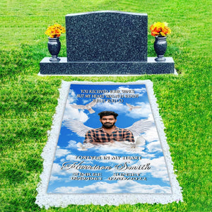 Custom Memorial Grave Blanket : Your wings were ready, in loving memory