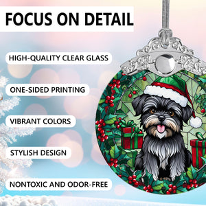 Christmas Dog Stained Glass Ornament | Unique Holiday Gift for Dog Lovers | Affenpinscher