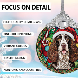 Christmas Dog Stained Glass Ornament | Unique Holiday Gift for Dog Lovers | American Water Spaniel