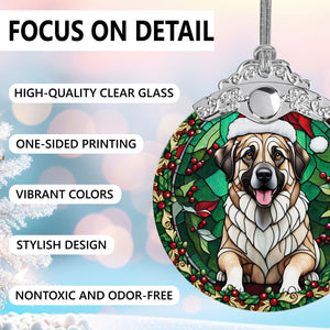 Christmas Dog Stained Glass Ornament | Unique Holiday Gift for Dog Lovers | Anatolian Shepherd