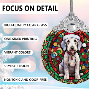 Christmas Dog Stained Glass Ornament | Unique Holiday Gift for Dog Lovers | Bedlington Terrier