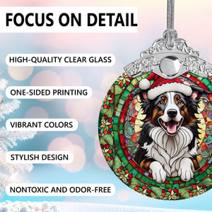 Christmas Dog Stained Glass Ornament | Unique Holiday Gift for Dog Lovers | Border Collie