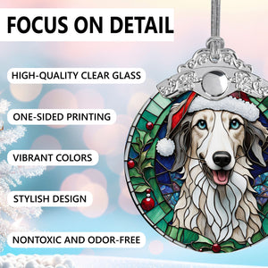 Christmas Dog Stained Glass Ornament | Unique Holiday Gift for Dog Lovers | Borzoi