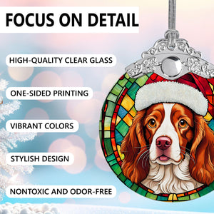 Christmas Dog Stained Glass Ornament | Unique Holiday Gift for Dog Lovers | Brittany Spaniel