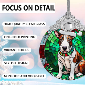 Christmas Dog Stained Glass Ornament | Unique Holiday Gift for Dog Lovers | Bull Terrier